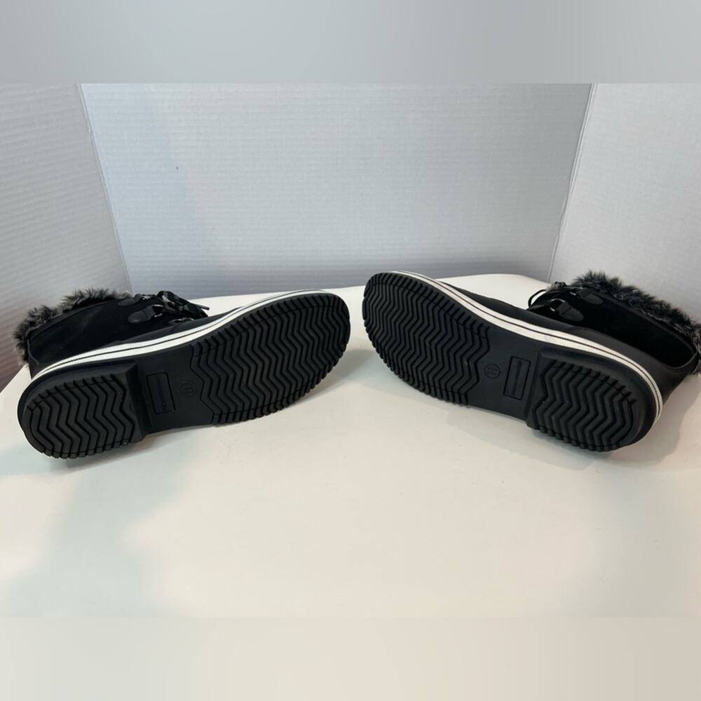 NEW Amazon Essentials Mid Calf Snow Winter Black White Faux Fur Trim Boots 11 - Picture 8 of 9